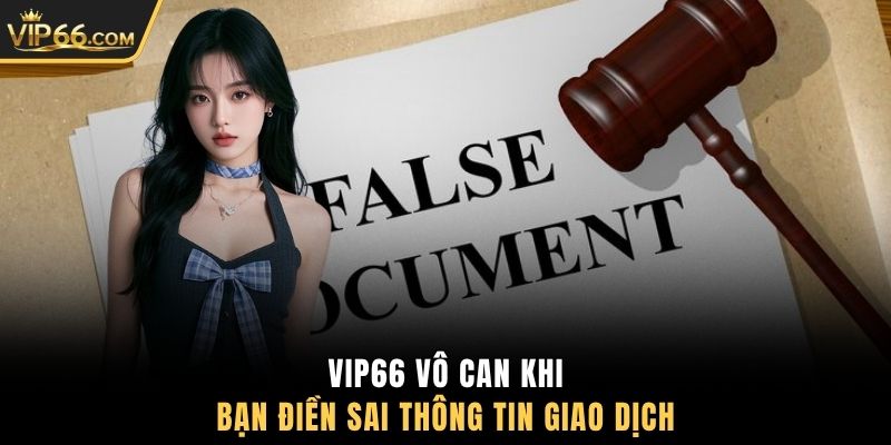 VIP66 vô can khi bạn điền sai thông tin giao dịch